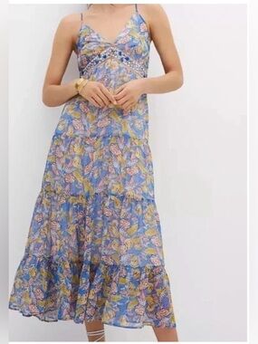 Anthropologie | Pallavi Singhee Vineyard Tiered Floral Pattern Midi Dress | 2